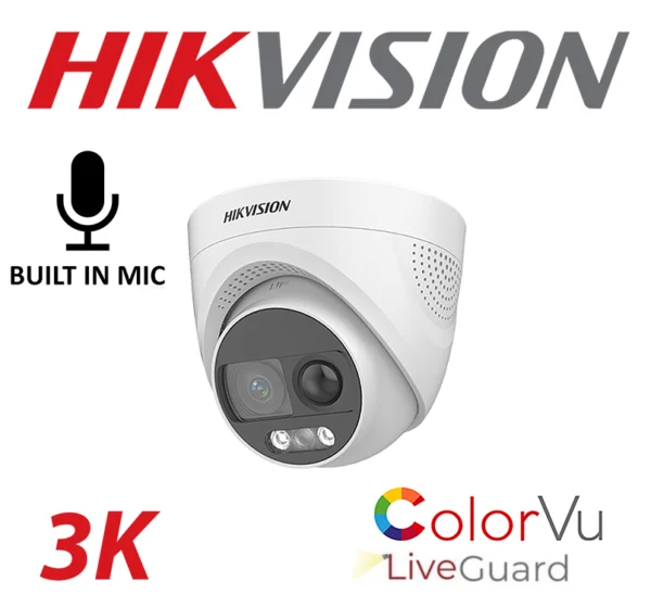 HIKVISION COLORVU 3K PIR SIREN CAMERA + AUDIO DS-2CE72KF3T-PIRXO-2.8MM