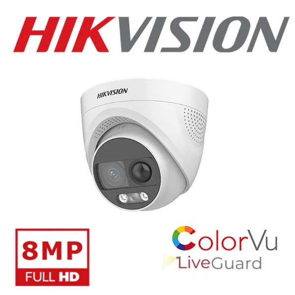 HIKVISION COLORVU 8MP PIR SIREN CAMERA + AUDIO DS-2CE72UF3T-PIRXO-2.8MM