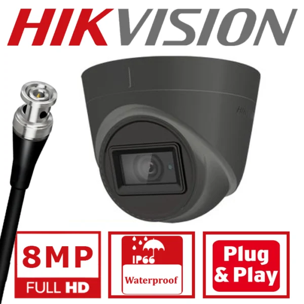 HIKVISION TVI 8MP 60M IR CAMERA DS-2CE78U1T-IT3FG(2.8mm) GREY