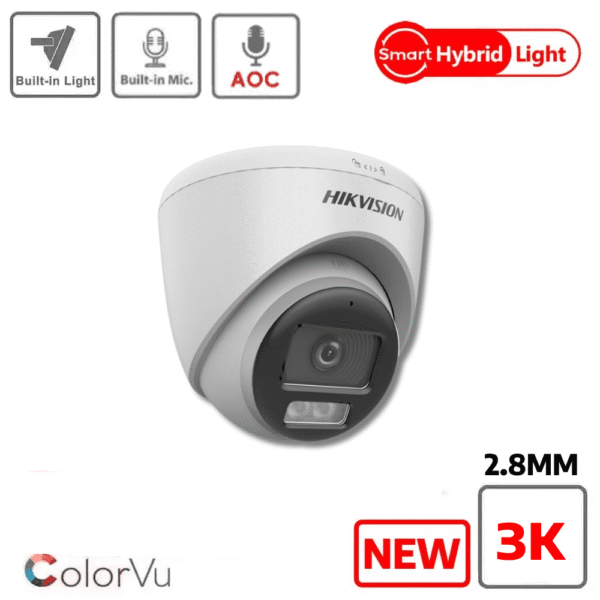 Hikvision 3K Hybrid ColorVu AOC 40M Camera DS-2CE72KF0T-LFS (2.8mm)